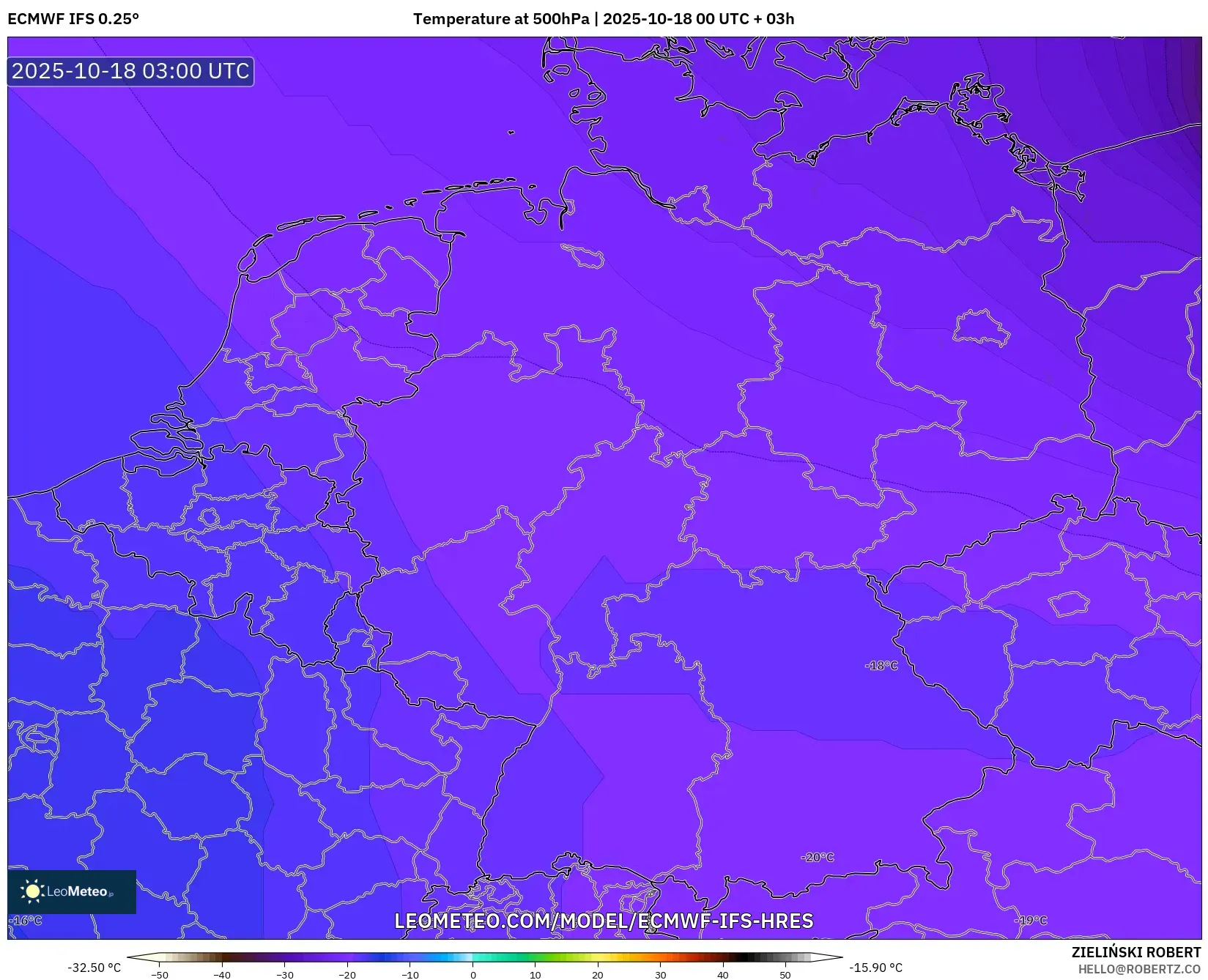 ECMWF IFS 0.25° model - Germany, Temperature at 500hPa ECMWF IFS 0.25° model - Germany, Temperature at 500hPa