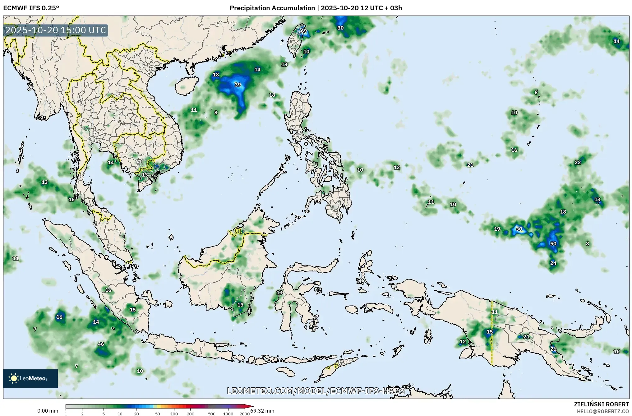 ECMWF IFS 0.25° model - South East Asia, Precipitation Accumulation ECMWF IFS 0.25° model - South East Asia, Precipitation Accumulation