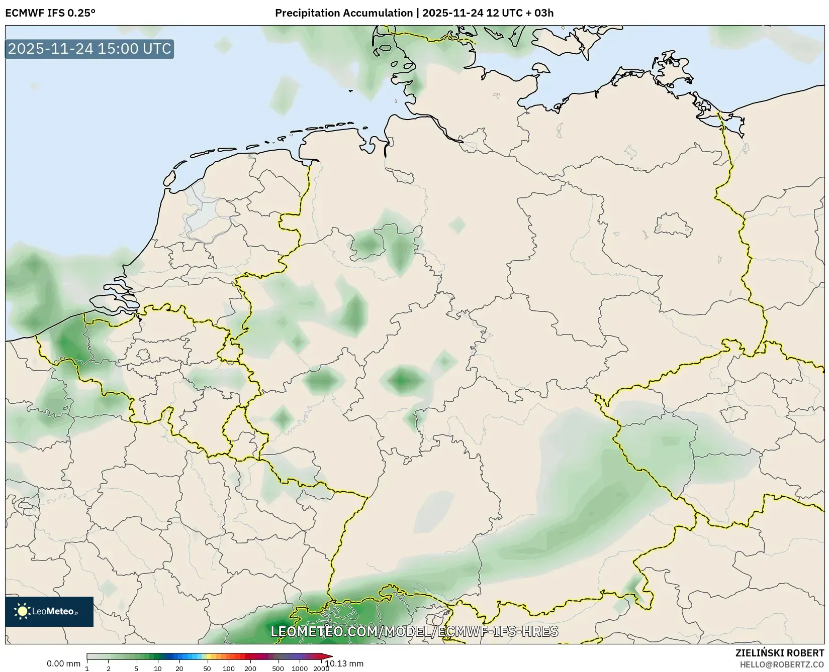 ECMWF IFS 0.25° model - Germany, Precipitation Accumulation