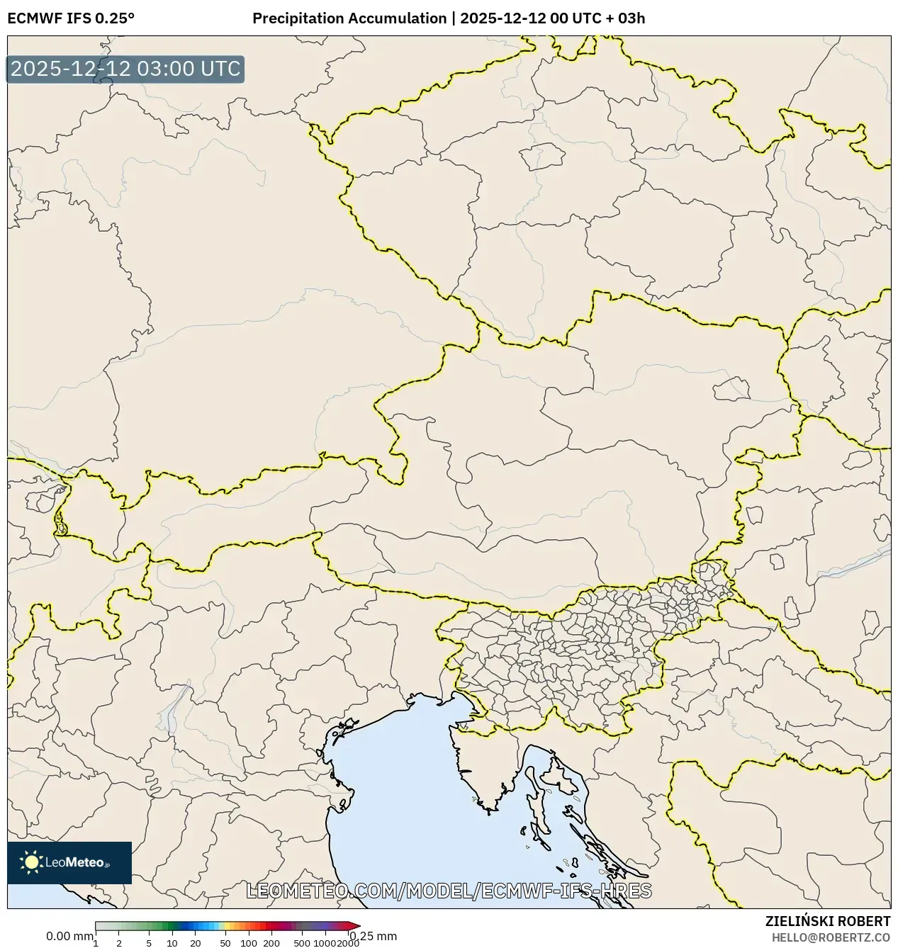 ECMWF IFS 0.25° model - Austria, Pengumpulan Hujan