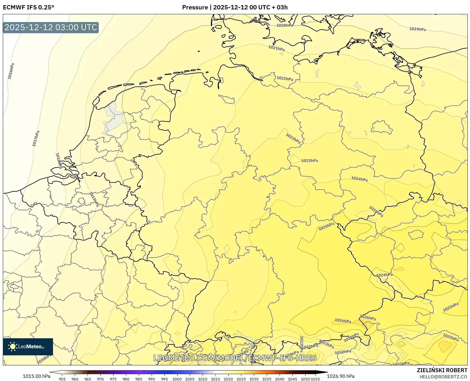 ECMWF IFS 0.25° model - Jerman, Tekanan