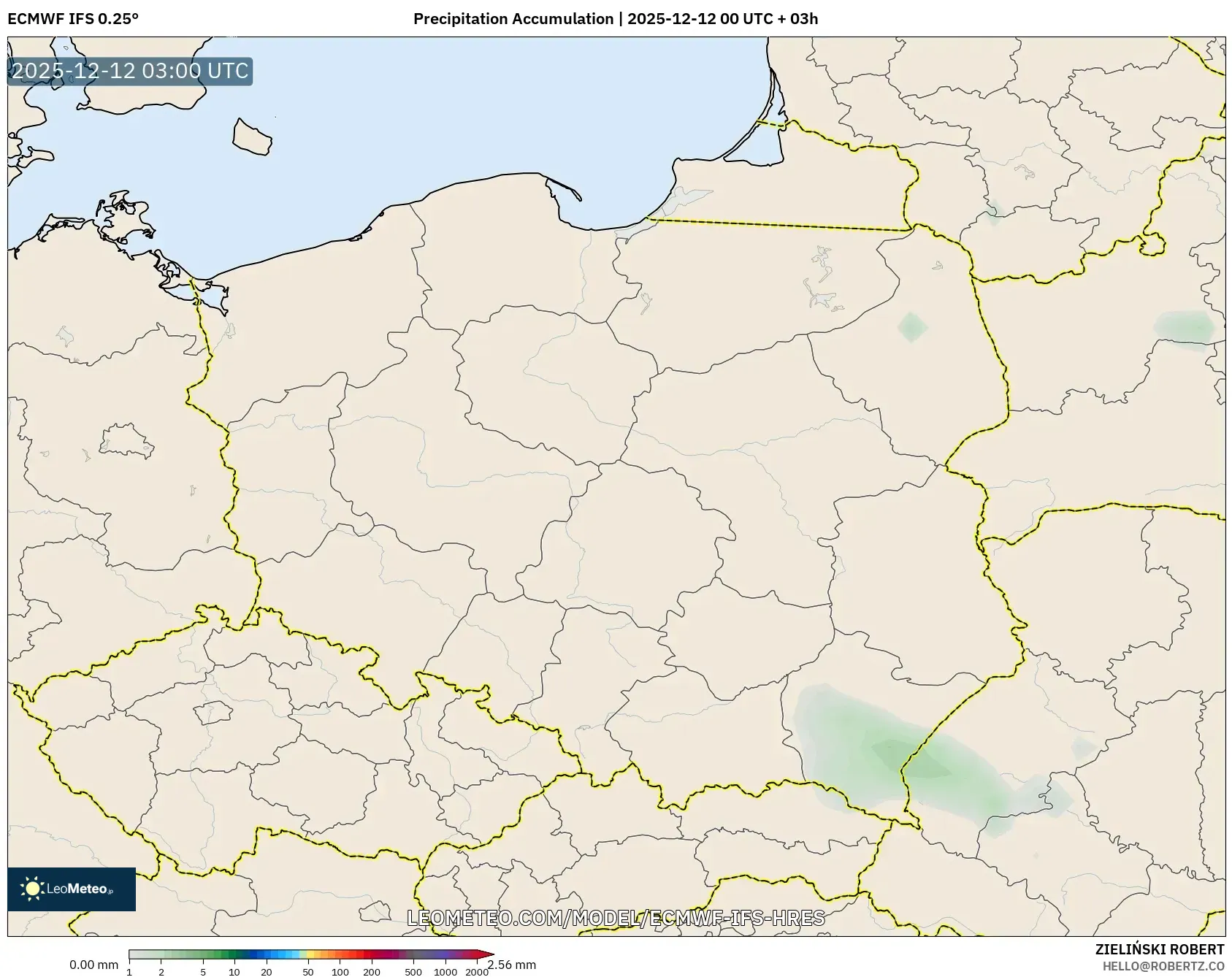 ECMWF IFS 0.25° model - Poland, Pengumpulan Hujan
