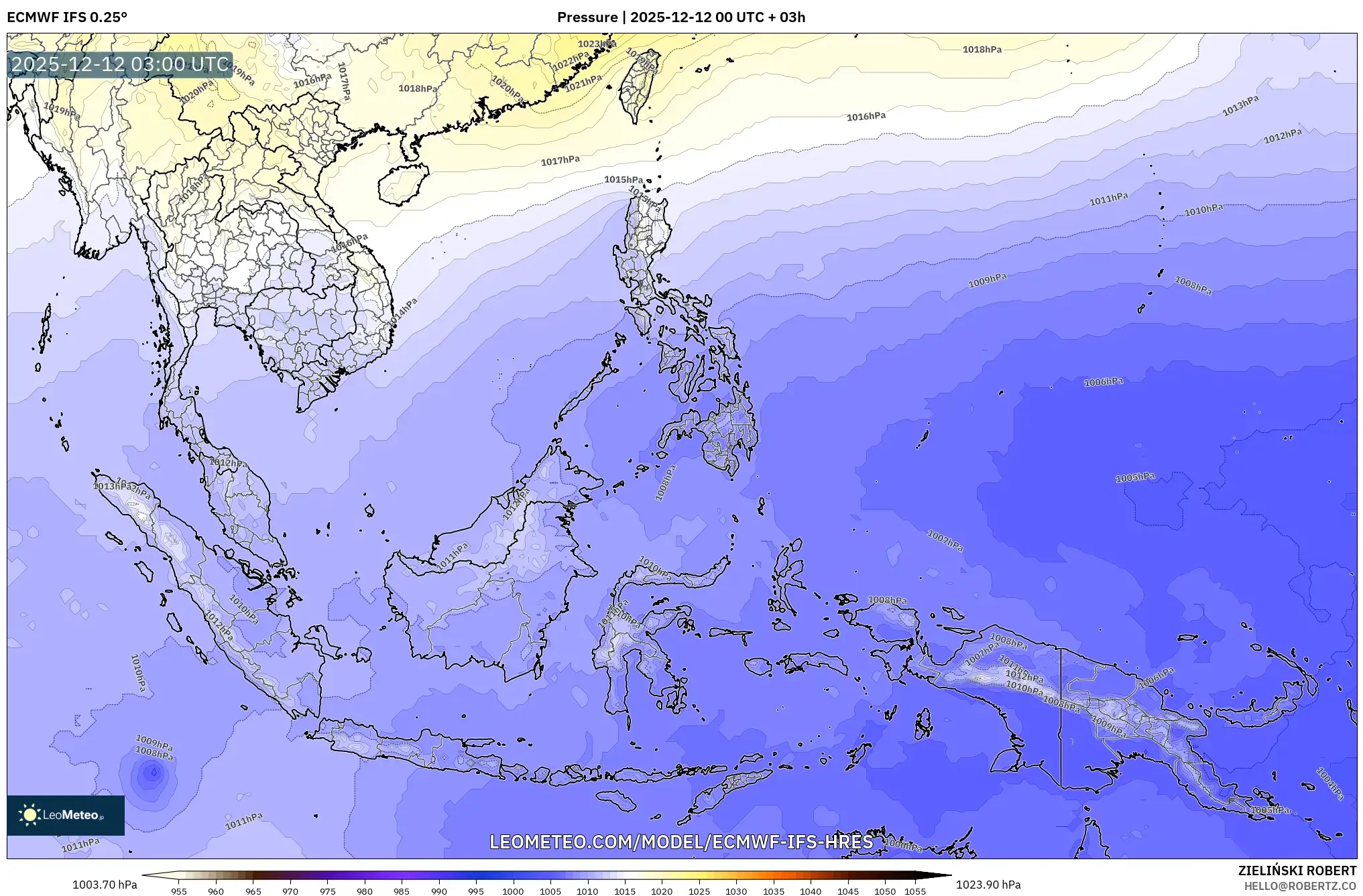 ECMWF IFS 0.25° model - Asia Tenggara, Tekanan