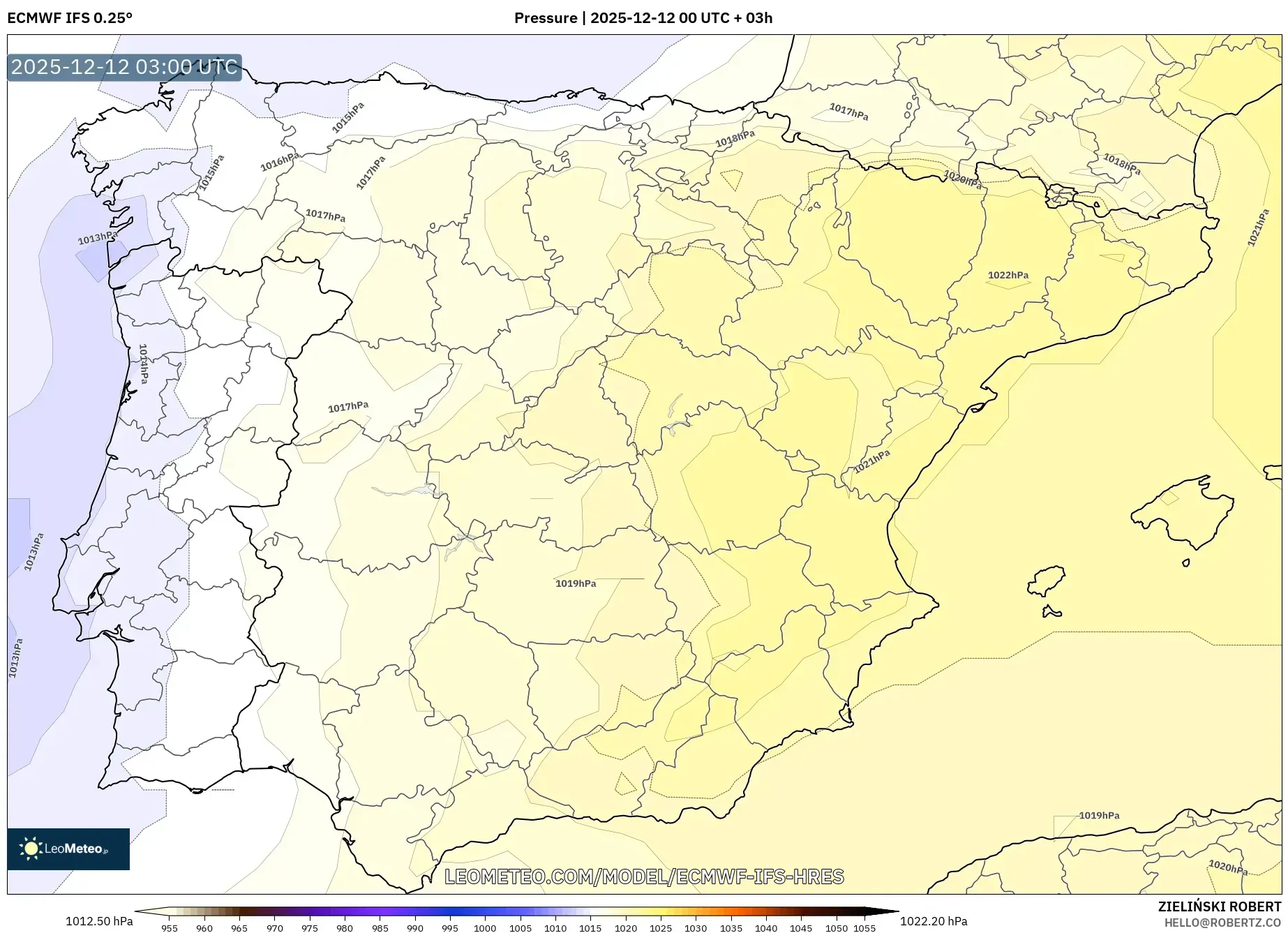 ECMWF IFS 0.25° model - Sepanyol, Tekanan