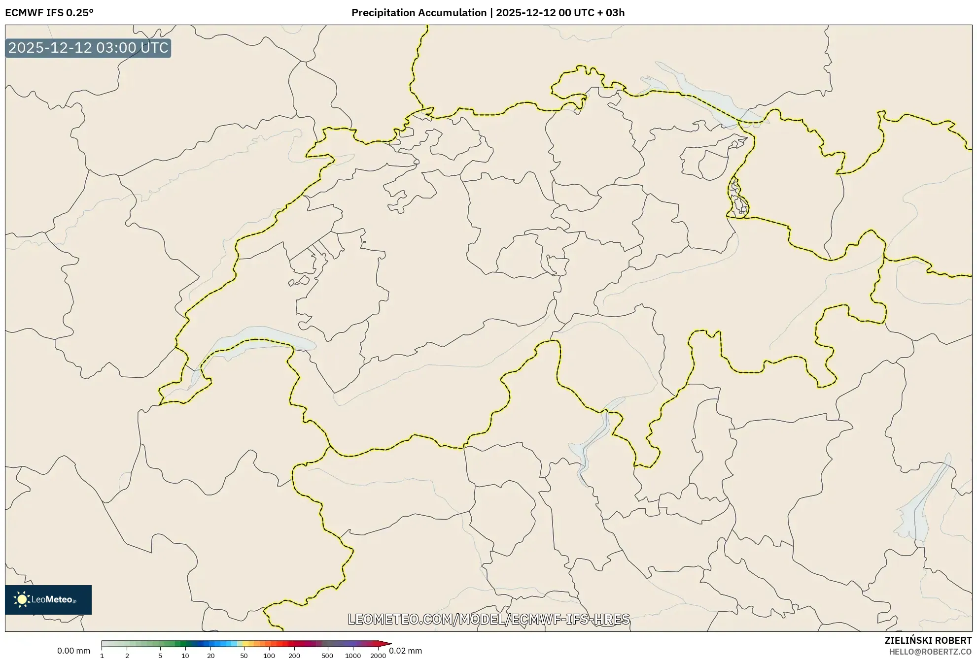ECMWF IFS 0.25° model - Switzerland, Pengumpulan Hujan