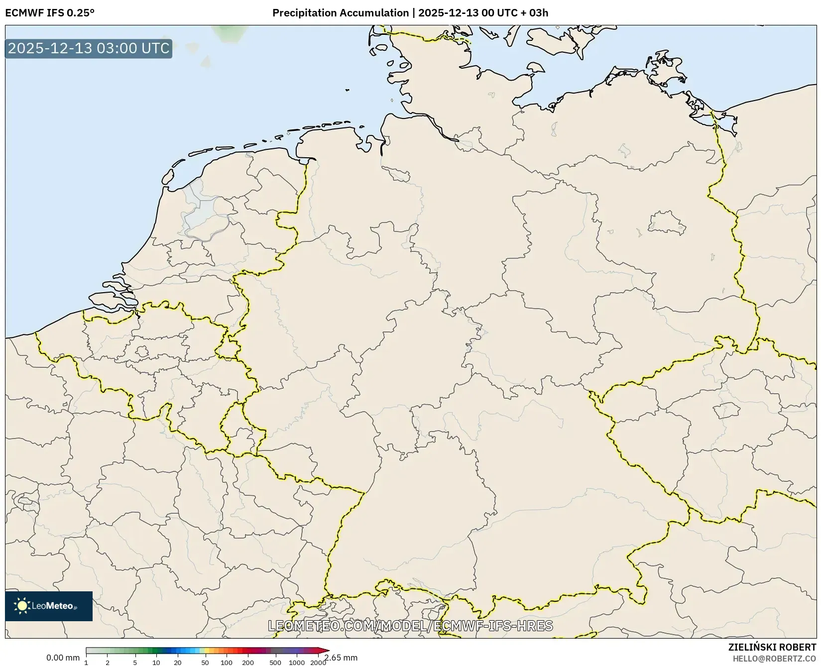 ECMWF IFS 0.25° model - Jerman, Akumulasi Curah Hujan