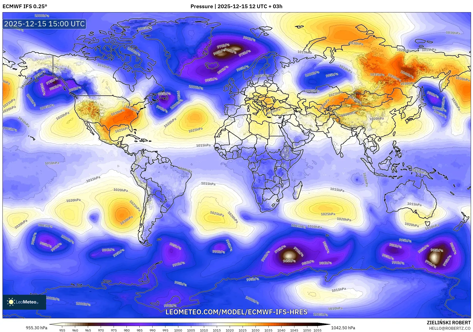 ECMWF IFS 0.25° model - World, Pressure