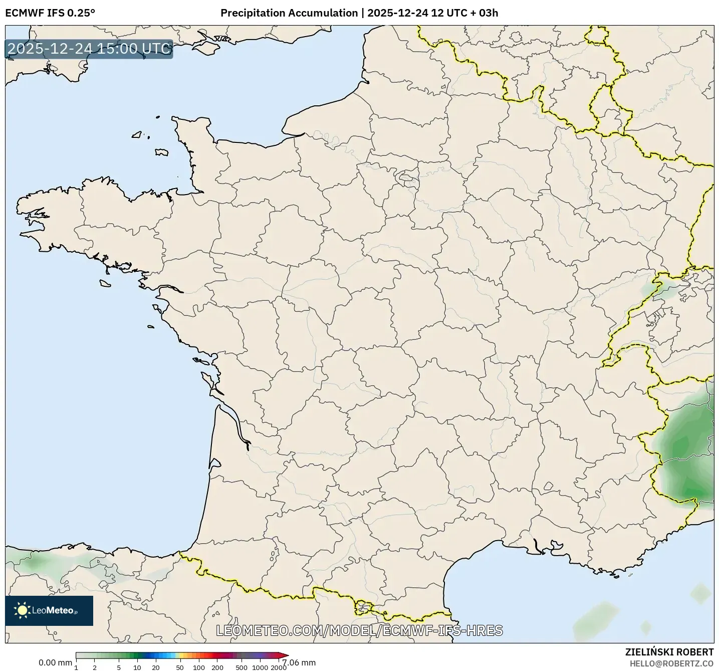 ECMWF IFS 0.25° model - France, Precipitation Accumulation