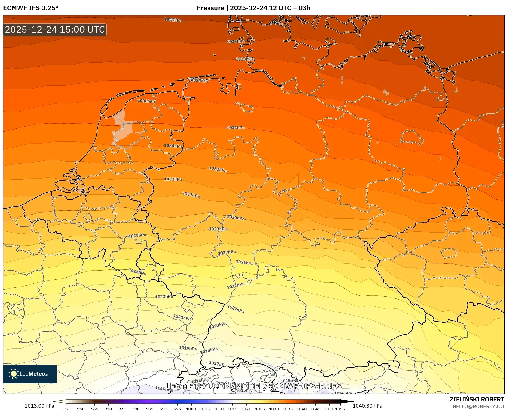 ECMWF IFS 0.25° model - Germany, Pressure
