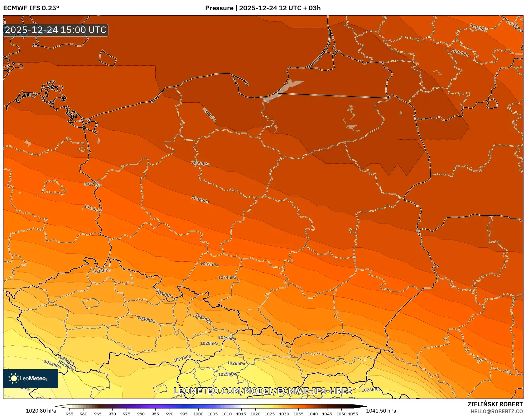 ECMWF IFS 0.25° model - Poland, Pressure