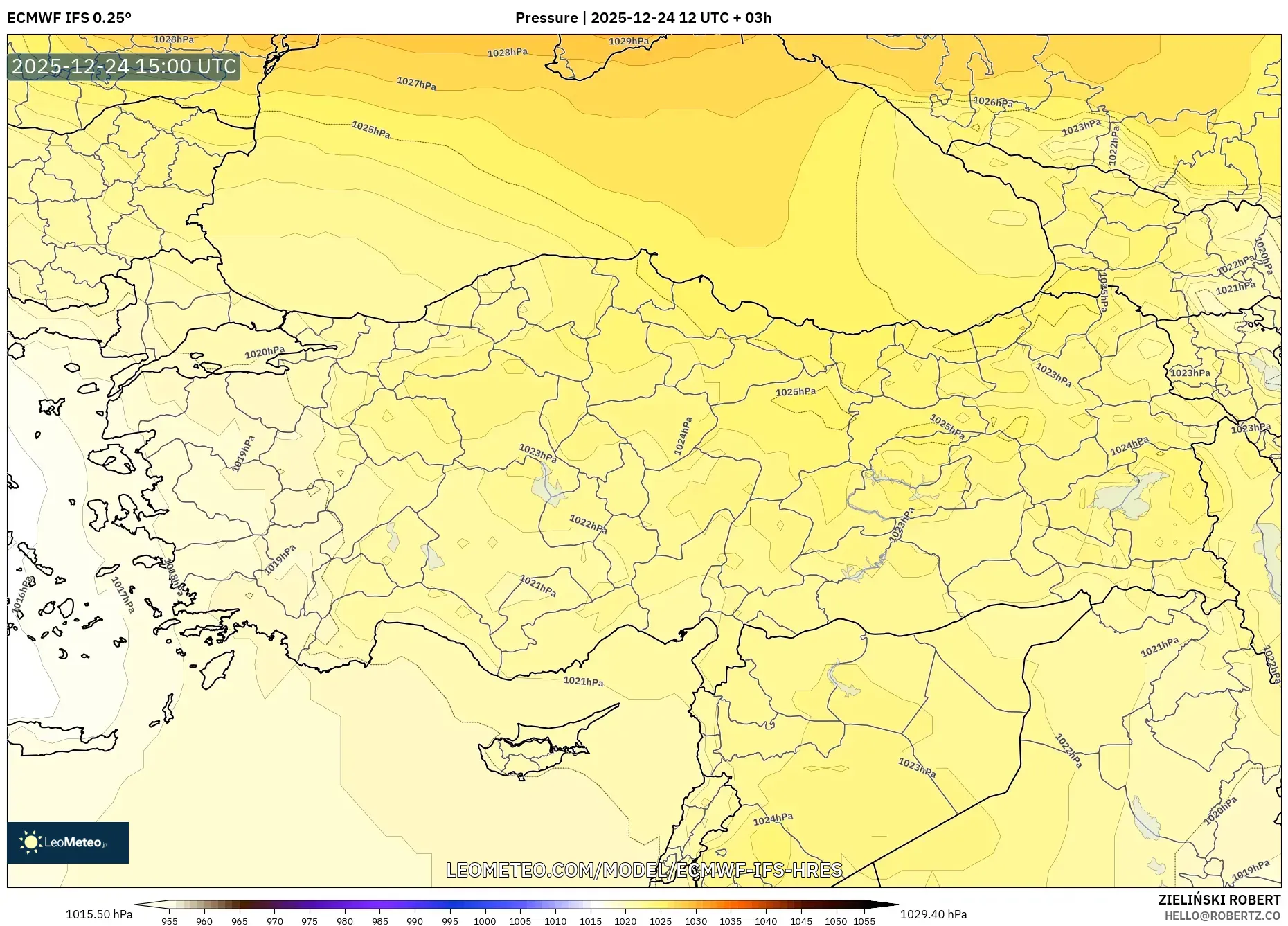 ECMWF IFS 0.25° model - Turkey, Pressure