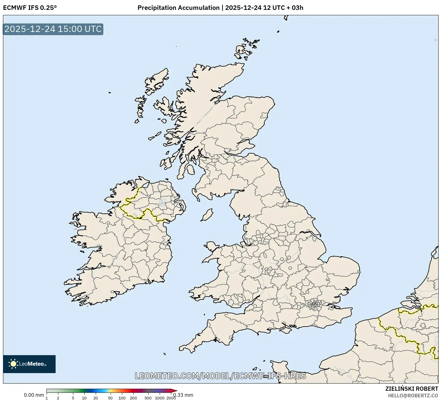 ECMWF IFS 0.25° model - United Kingdom, Precipitation Accumulation