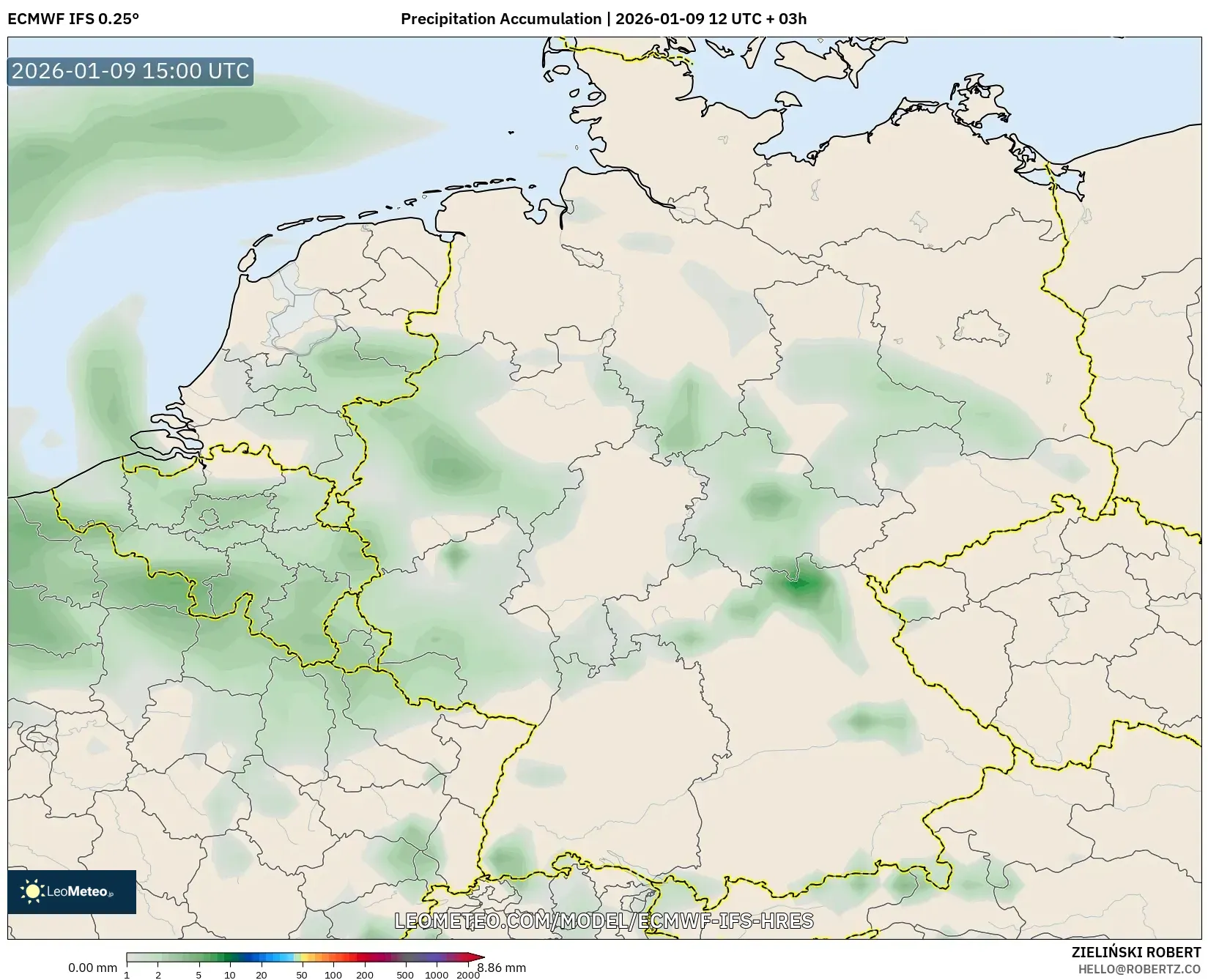 ECMWF IFS 0.25° model - Germany, Precipitation Accumulation