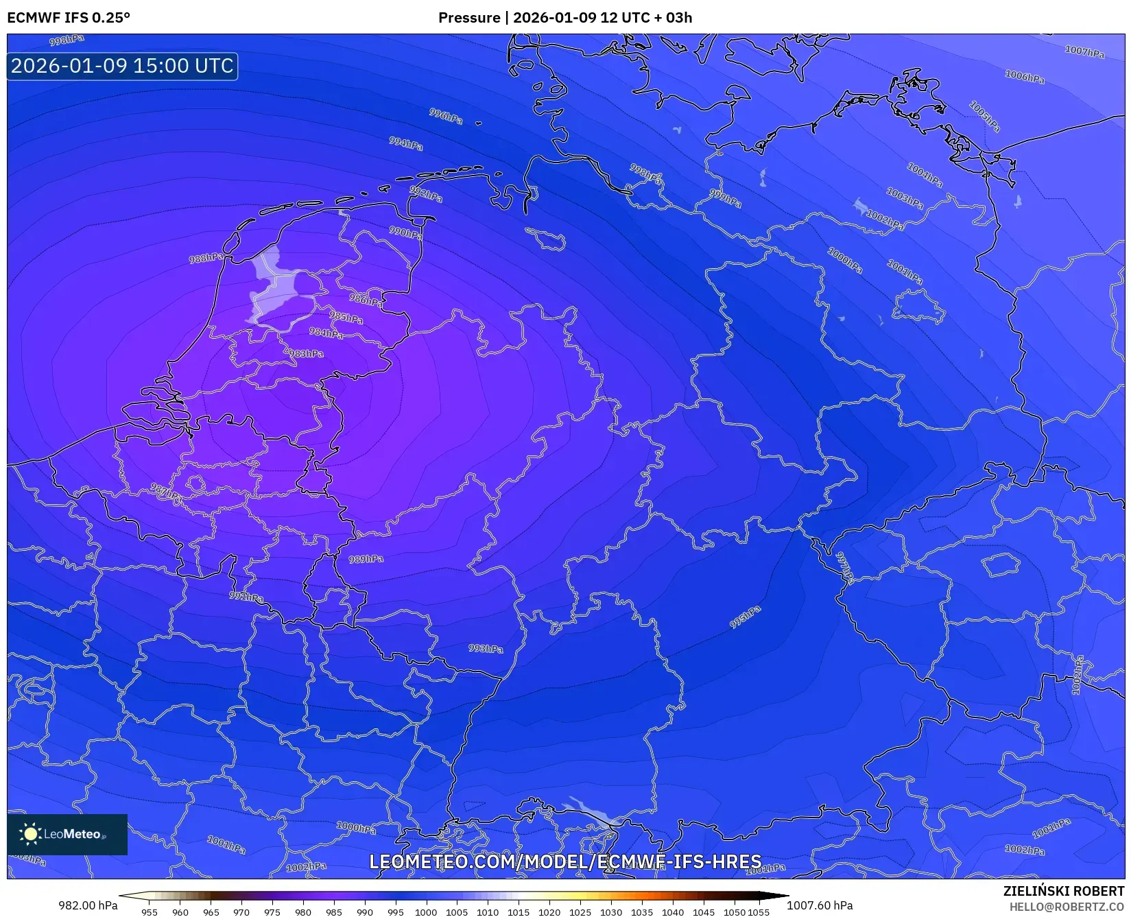 ECMWF IFS 0.25° model - Germany, Pressure