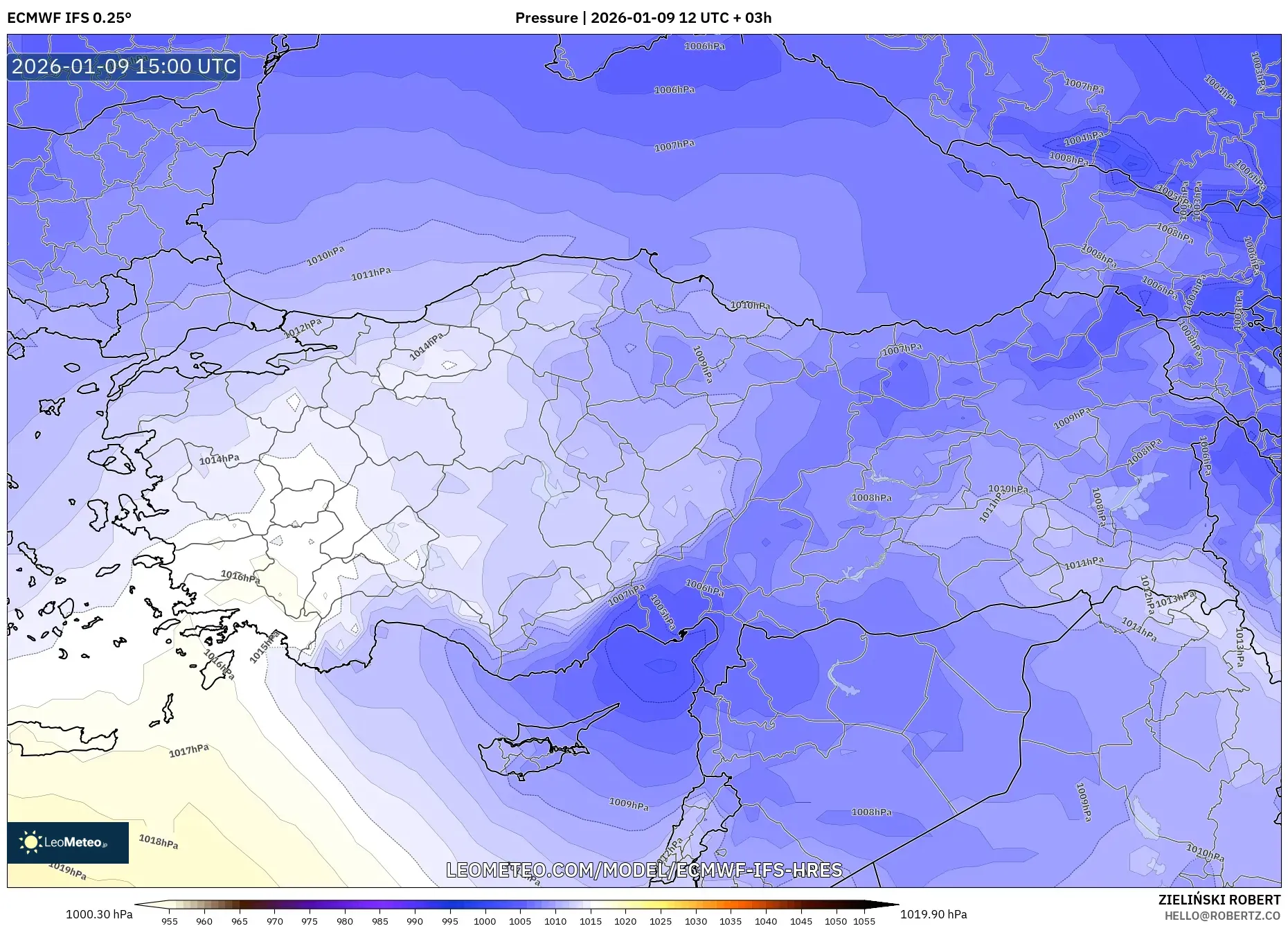 ECMWF IFS 0.25° model - Turkey, Pressure
