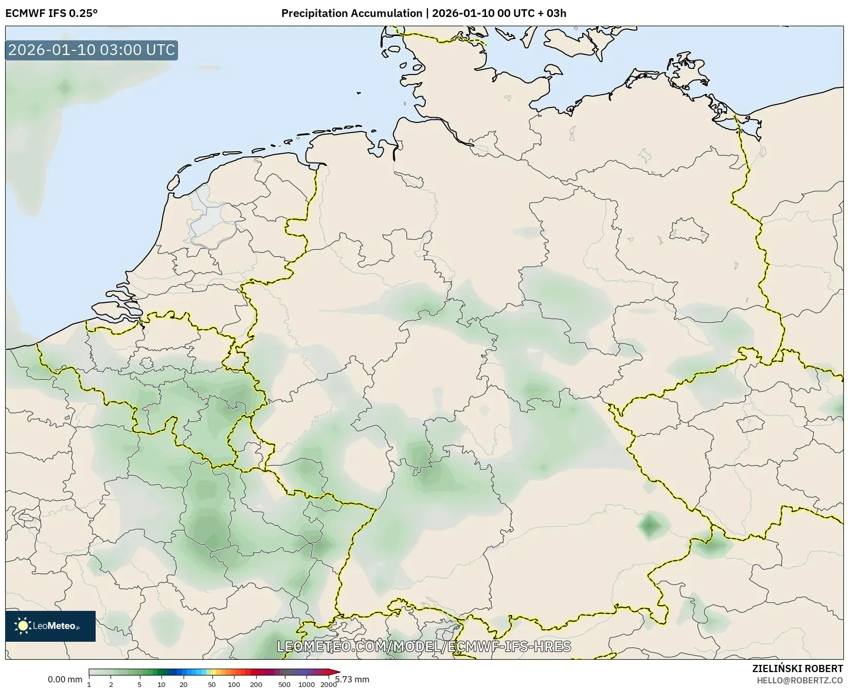 ECMWF IFS 0.25° model - Germany, Precipitation Accumulation