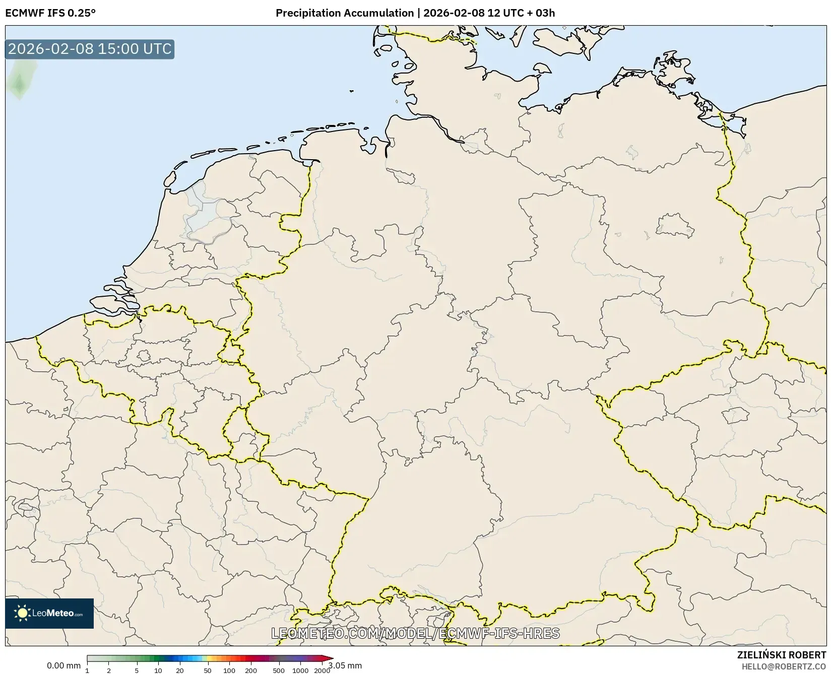 ECMWF IFS 0.25° model - Jerman, Akumulasi Curah Hujan