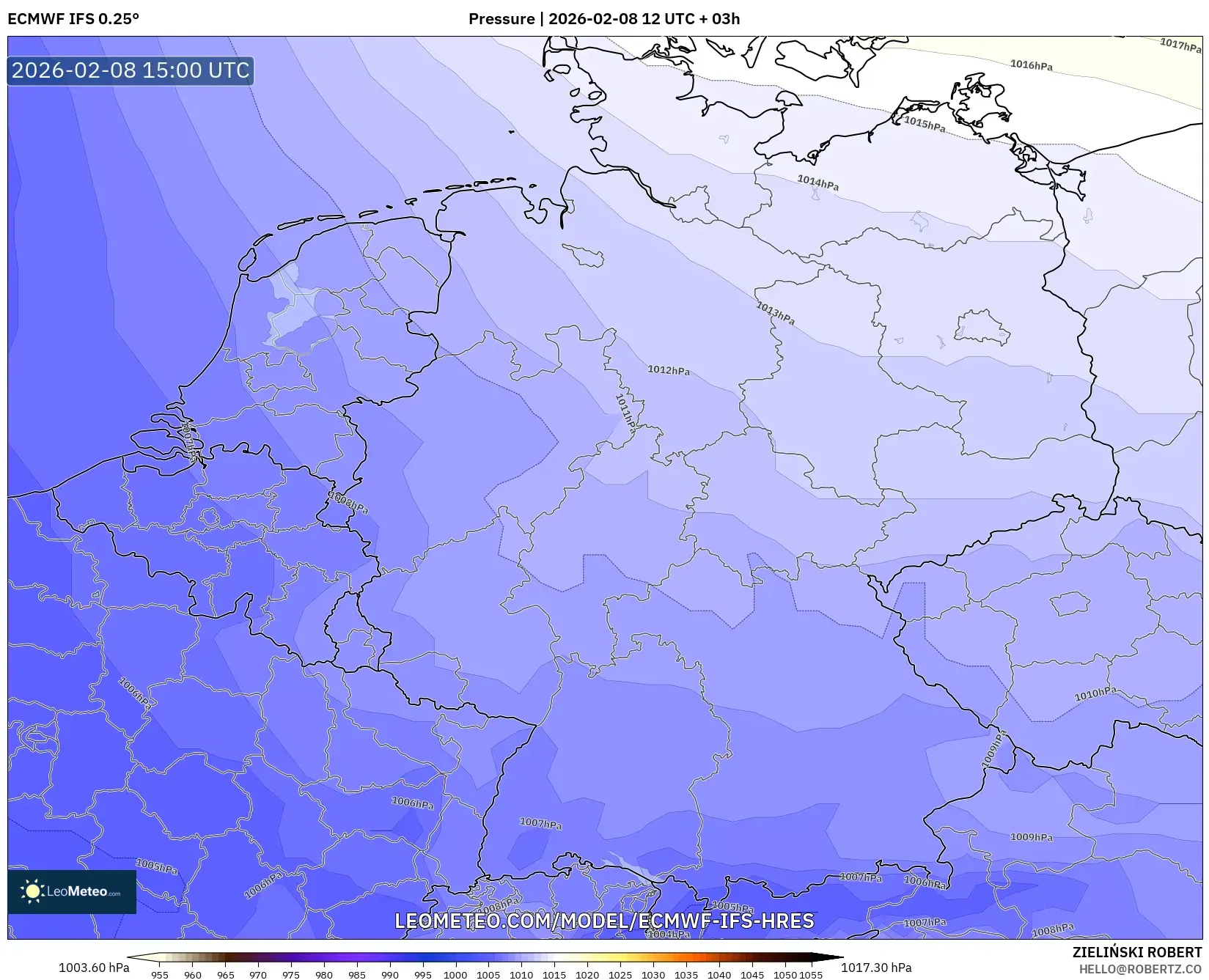 ECMWF IFS 0.25° model - Germany, Pressure