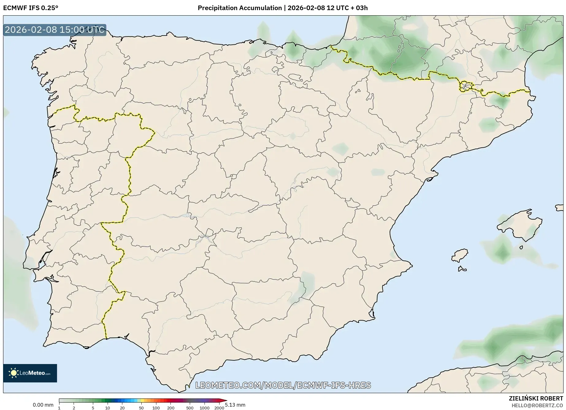 ECMWF IFS 0.25° model - Spain, Precipitation Accumulation
