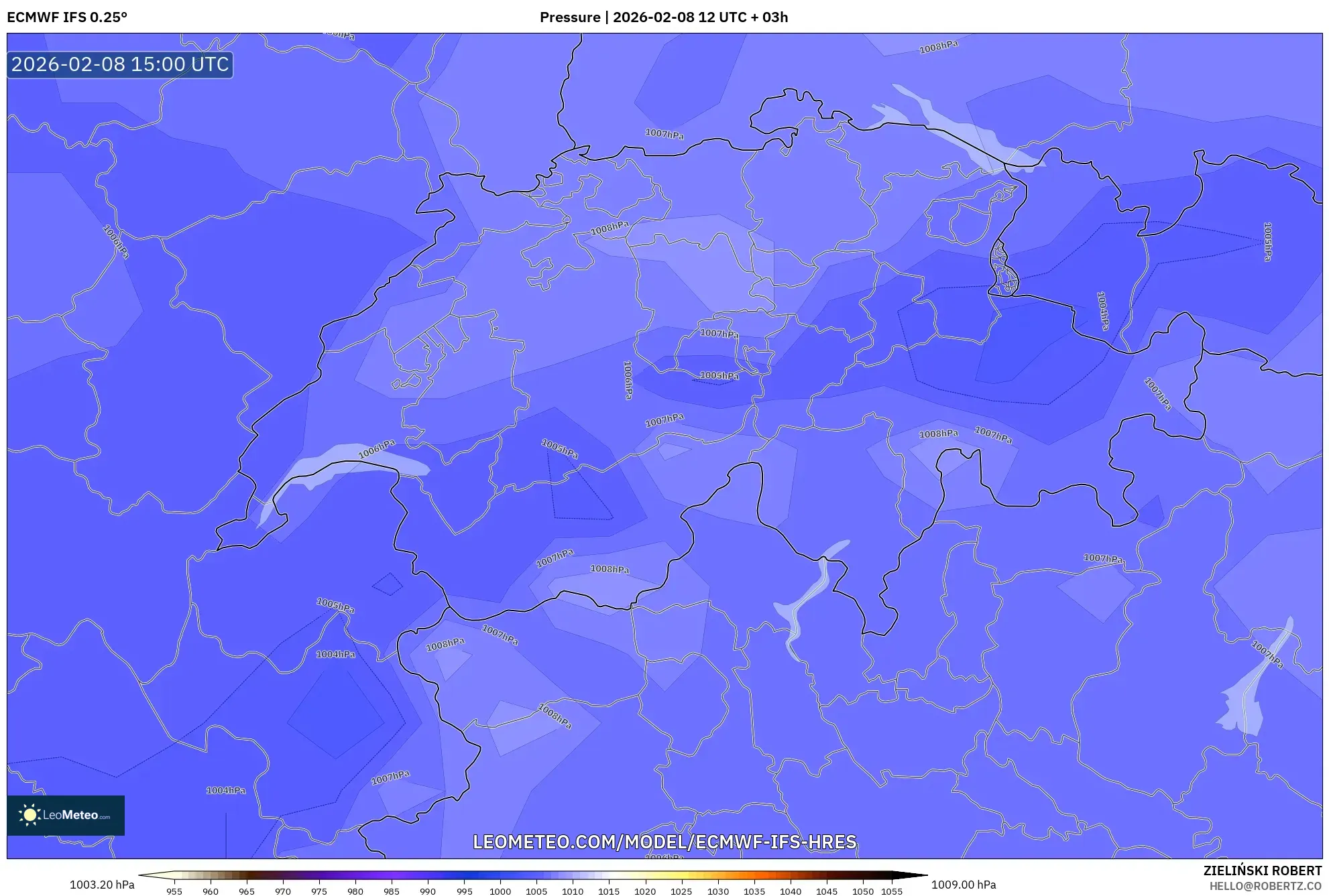 ECMWF IFS 0.25° model - Swiss, Tekanan