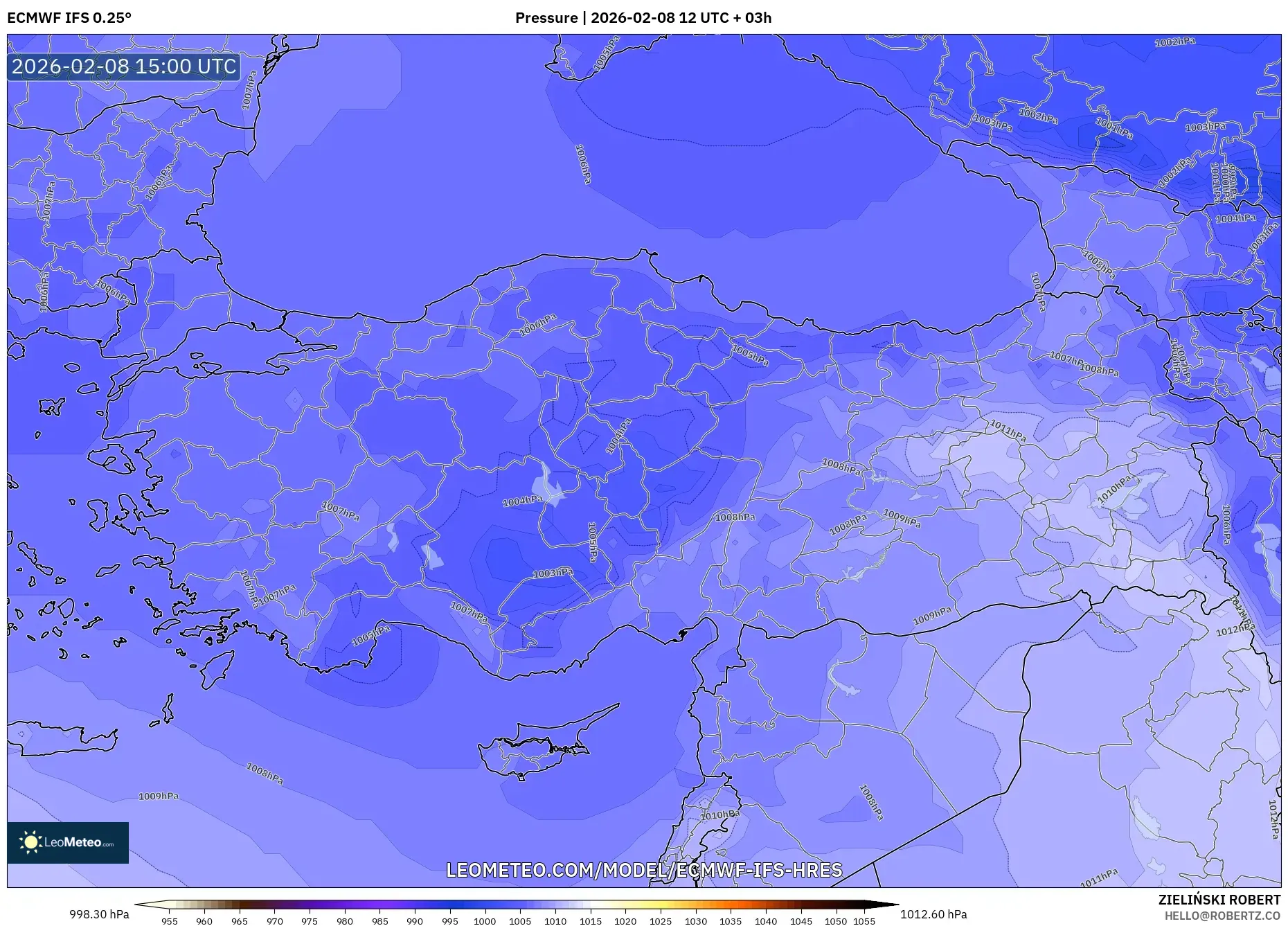 ECMWF IFS 0.25° model - Turkey, Pressure
