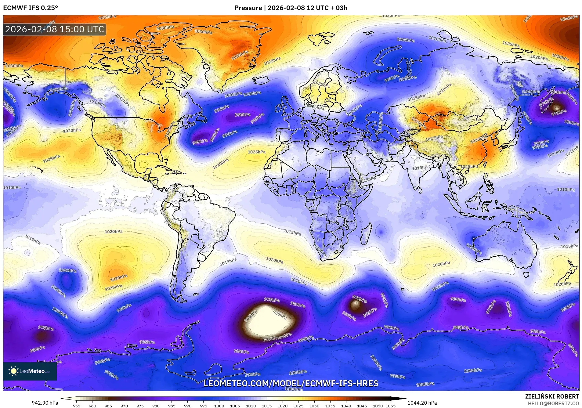 ECMWF IFS 0.25° model - Dunia, Tekanan
