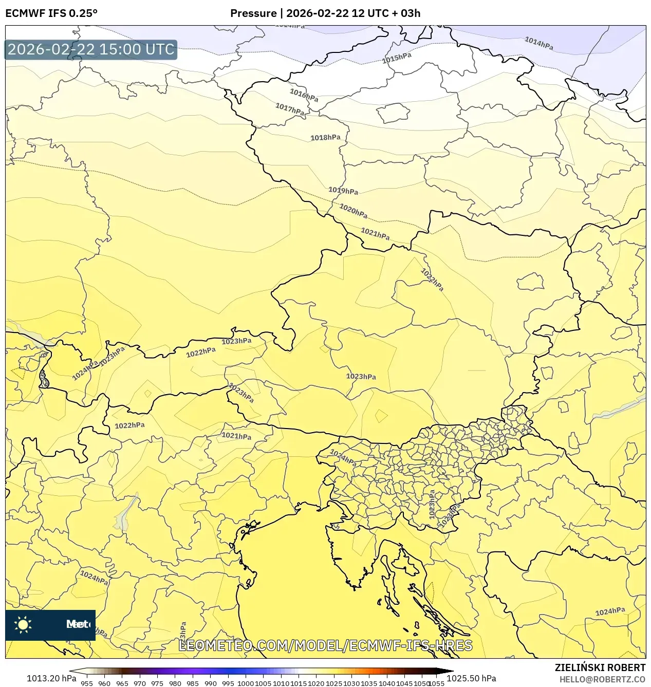 ECMWF IFS 0.25° model - النمسا, الضغط