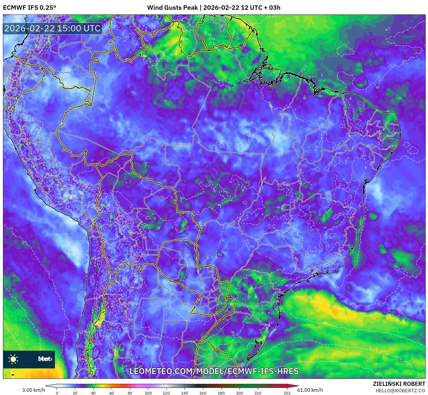 ECMWF IFS 0.25° model - البرازيل, أقصى هبة