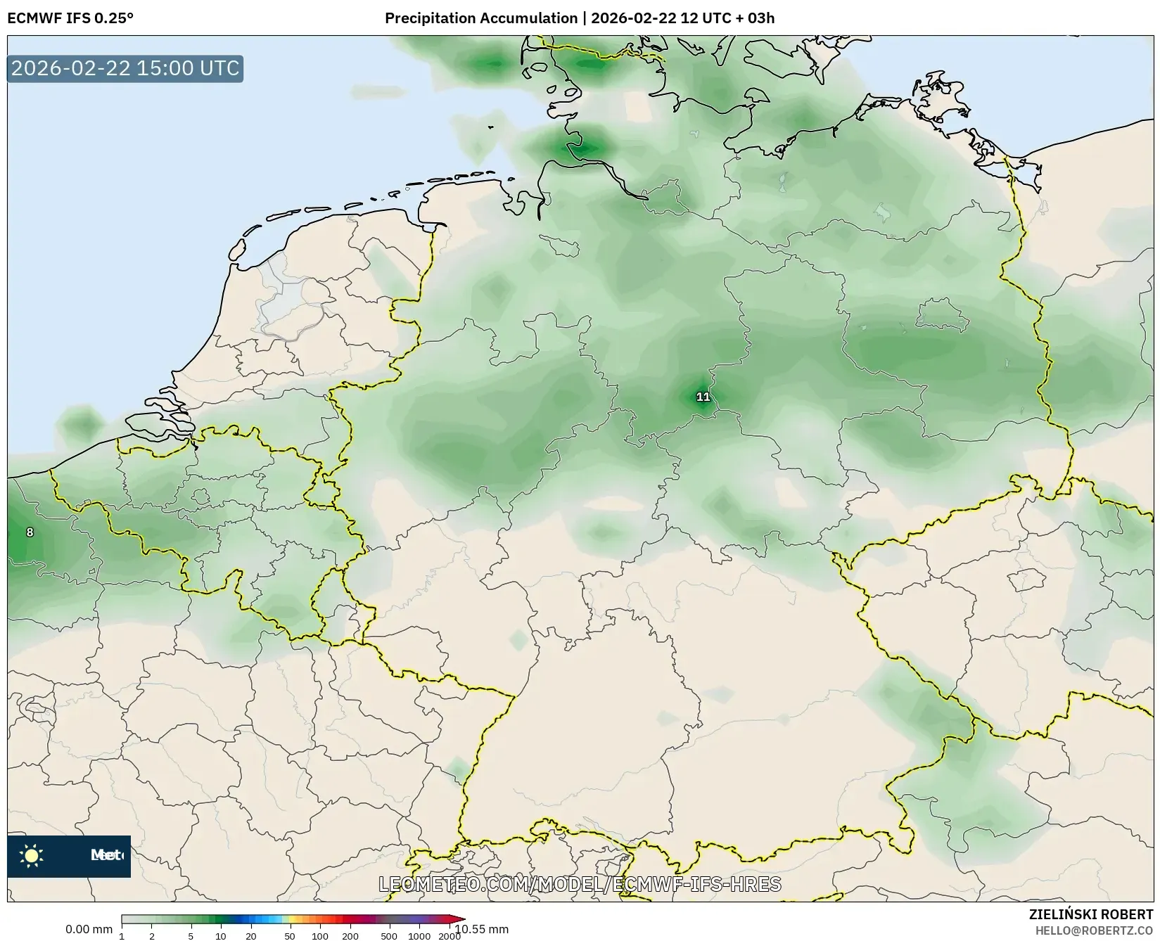 ECMWF IFS 0.25° model - ألمانيا, تراكم الهطول