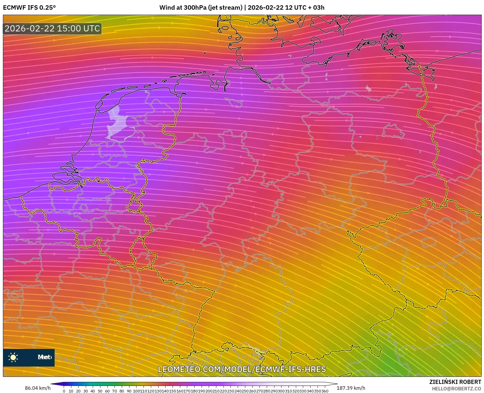 ECMWF IFS 0.25° model - ألمانيا, رياح 300 hPa (تيار نفاث)