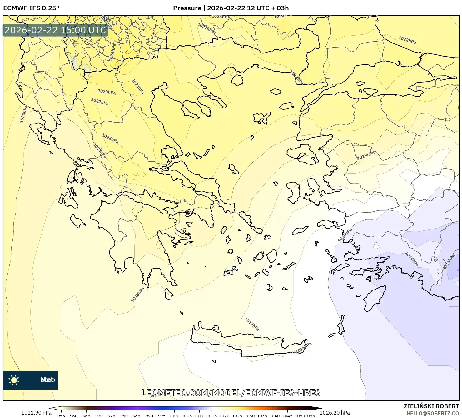 ECMWF IFS 0.25° model - اليونان, الضغط