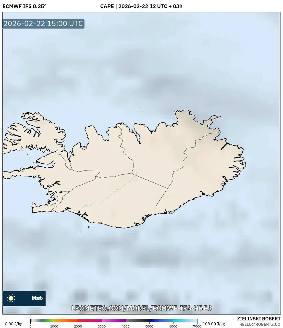 ECMWF IFS 0.25° model - آيسلندا, CAPE