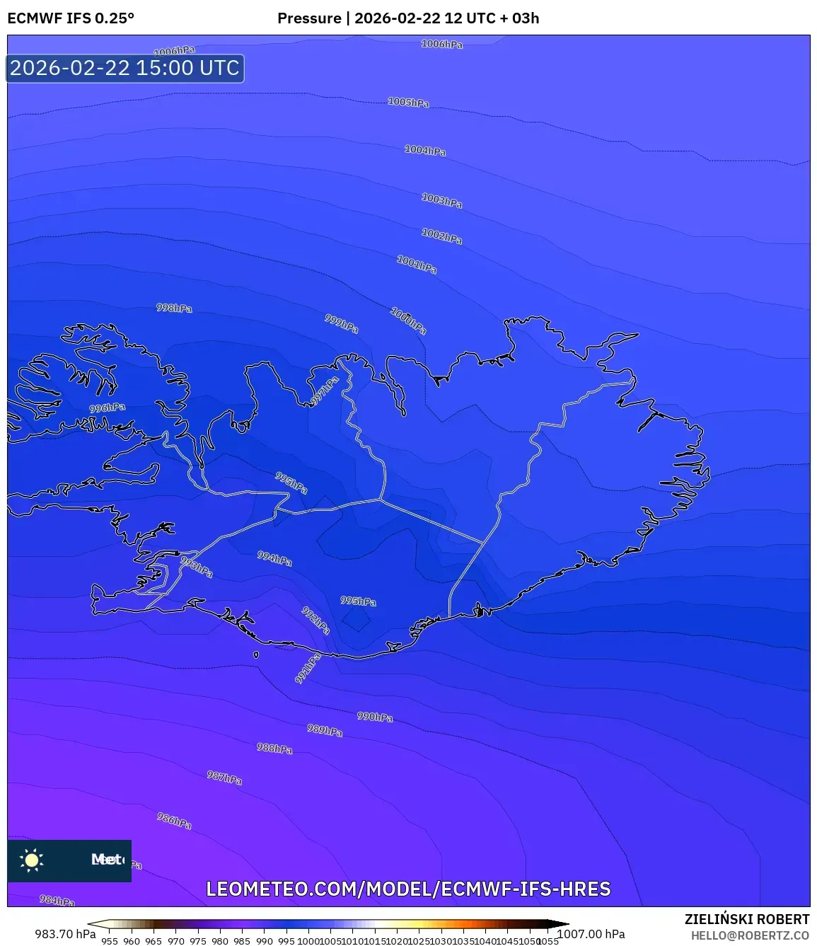 ECMWF IFS 0.25° model - آيسلندا, الضغط