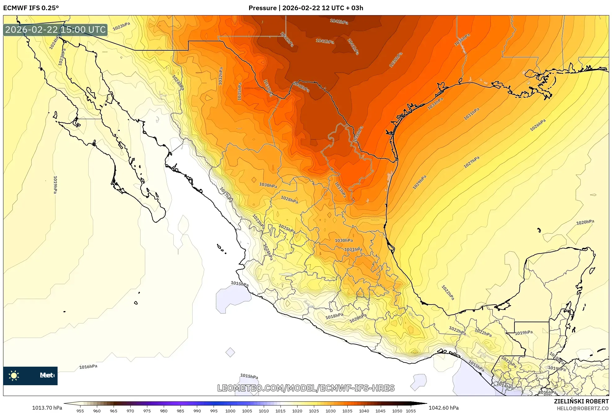 ECMWF IFS 0.25° model - المكسيك, الضغط