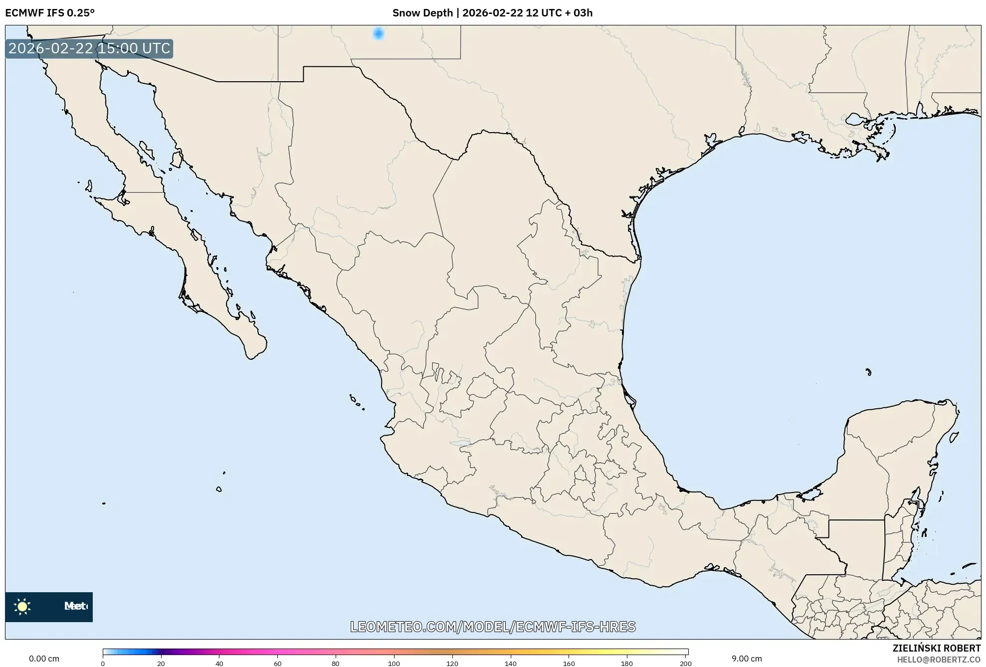 ECMWF IFS 0.25° model - المكسيك, عمق الثلج