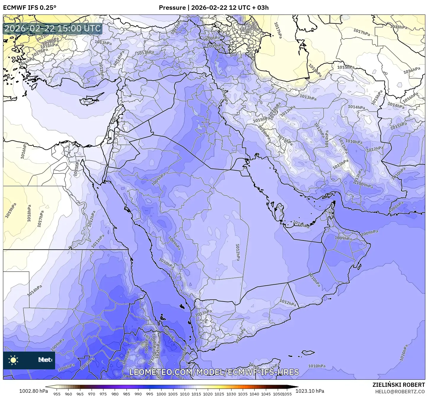 ECMWF IFS 0.25° model - الشرق الأوسط, الضغط