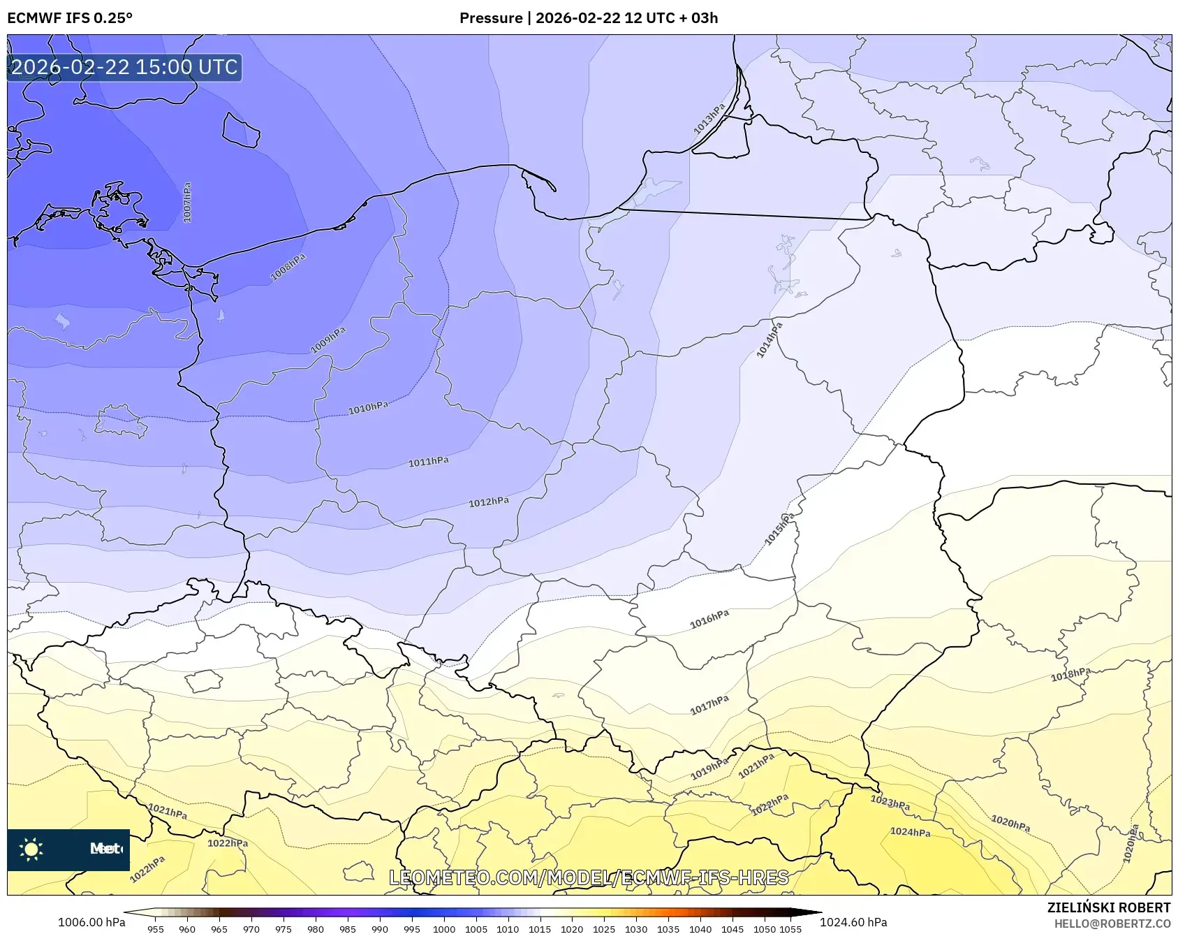 ECMWF IFS 0.25° model - بولندا, الضغط
