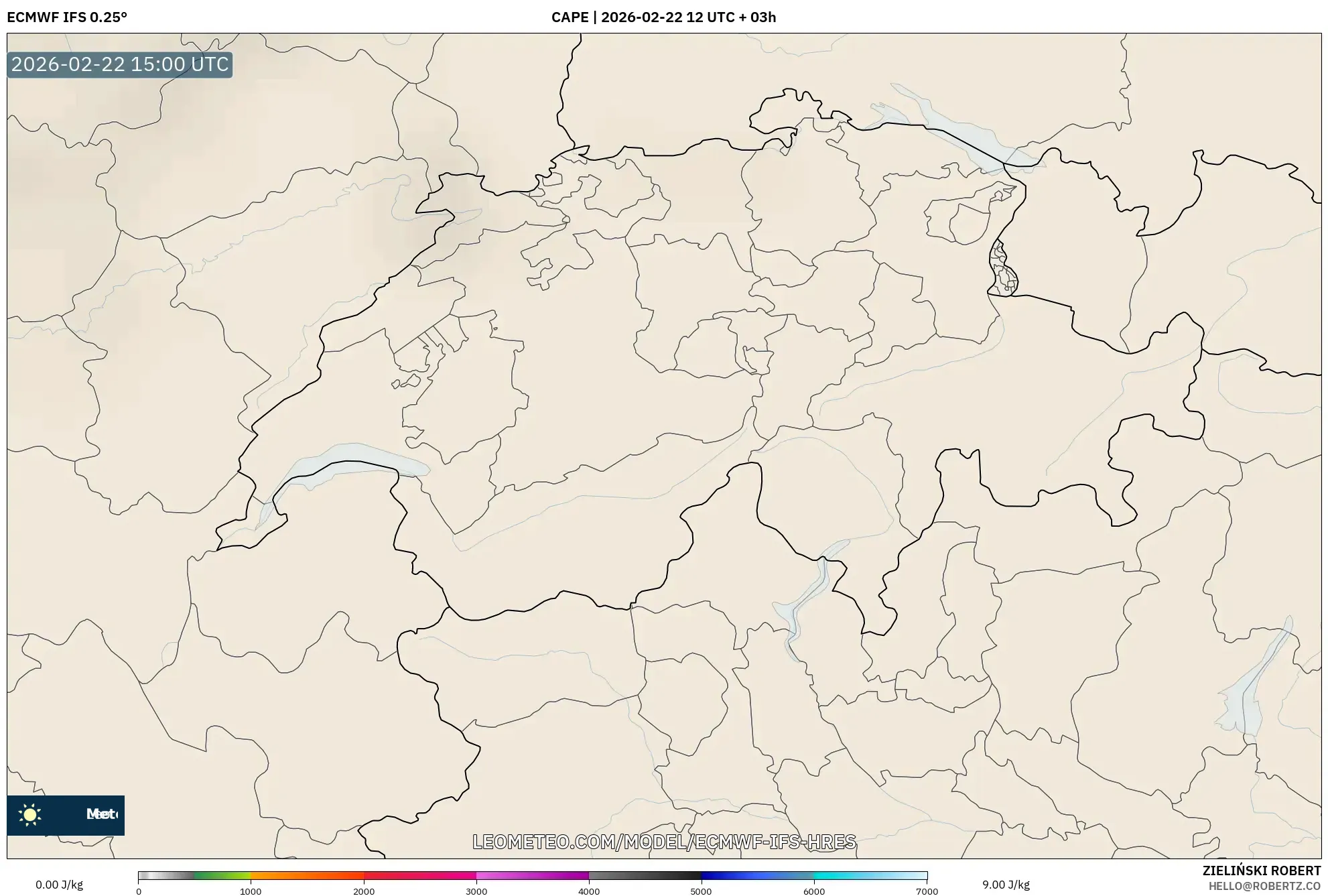ECMWF IFS 0.25° model - سويسرا, CAPE