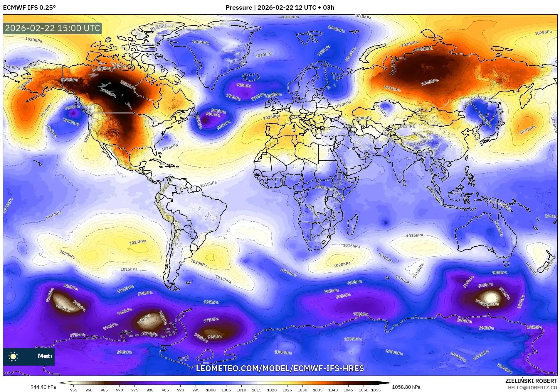 ECMWF IFS 0.25° model - العالم, الضغط