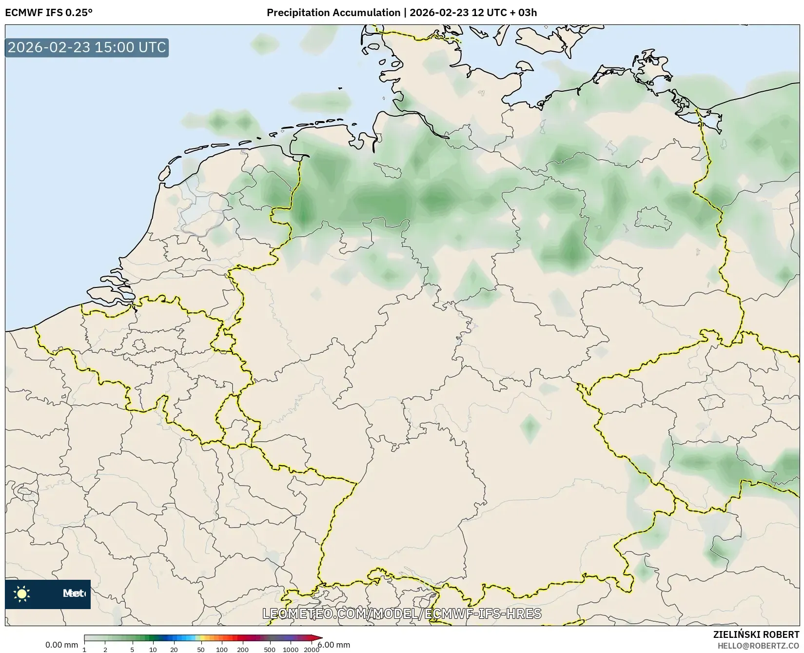 ECMWF IFS 0.25° model - Germany, Precipitation Accumulation