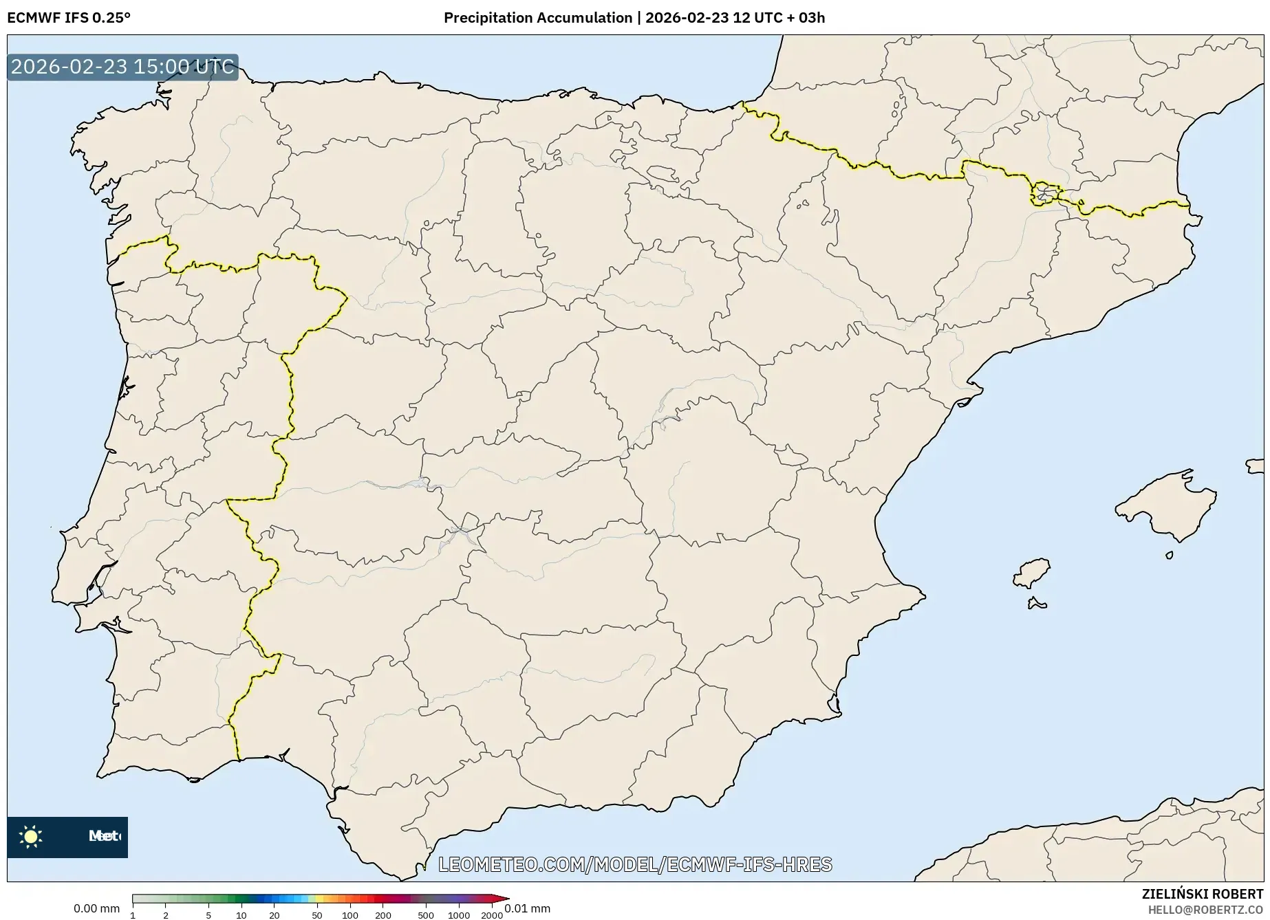 ECMWF IFS 0.25° model - Spain, Precipitation Accumulation