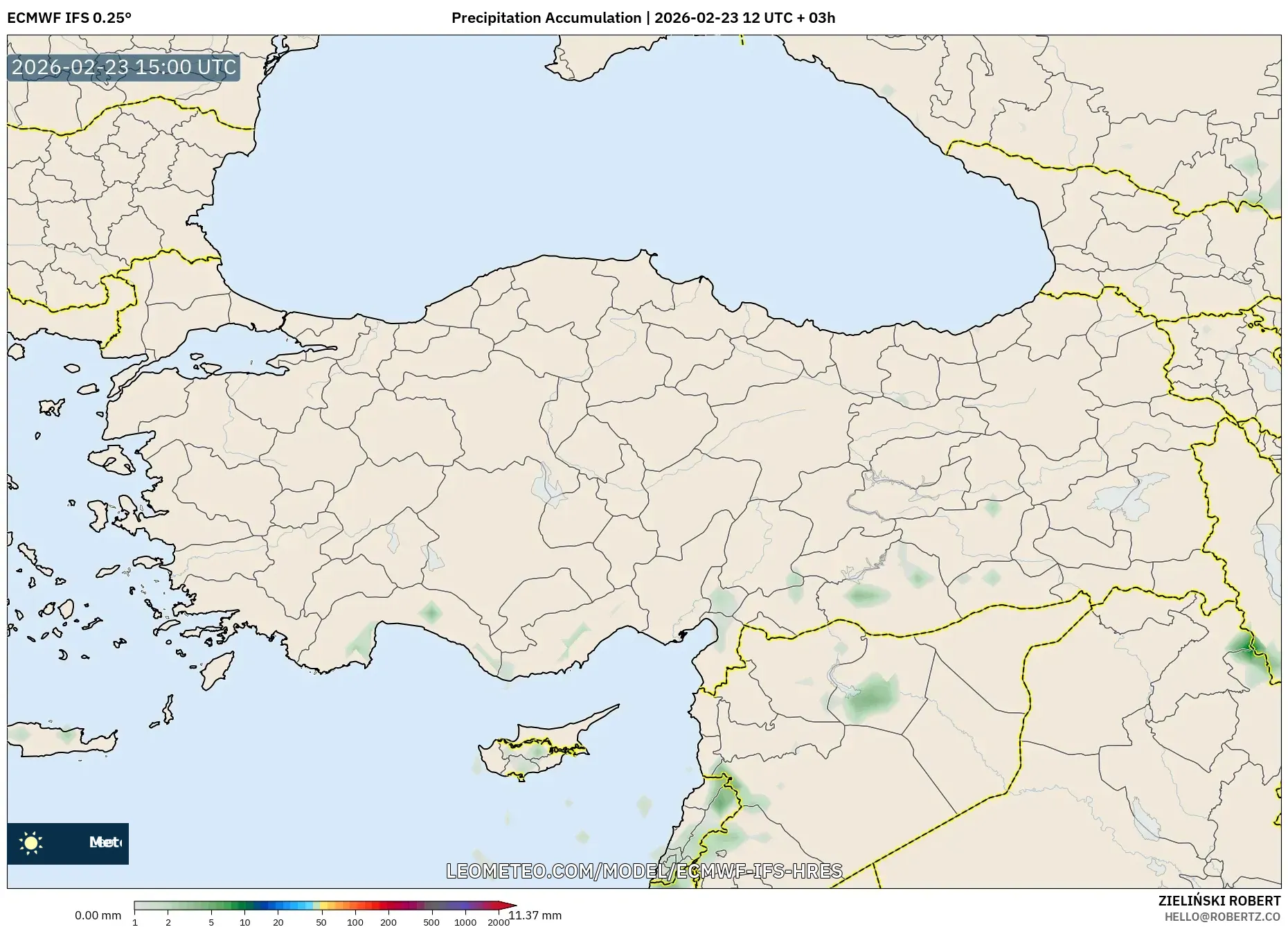 ECMWF IFS 0.25° model - Turkey, Precipitation Accumulation
