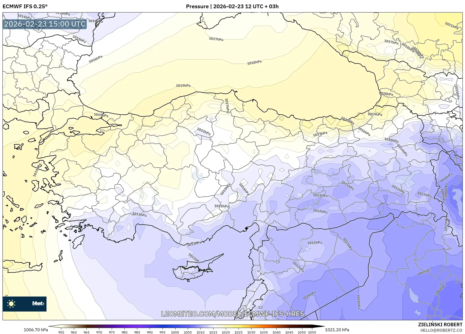 ECMWF IFS 0.25° model - Turkey, Pressure
