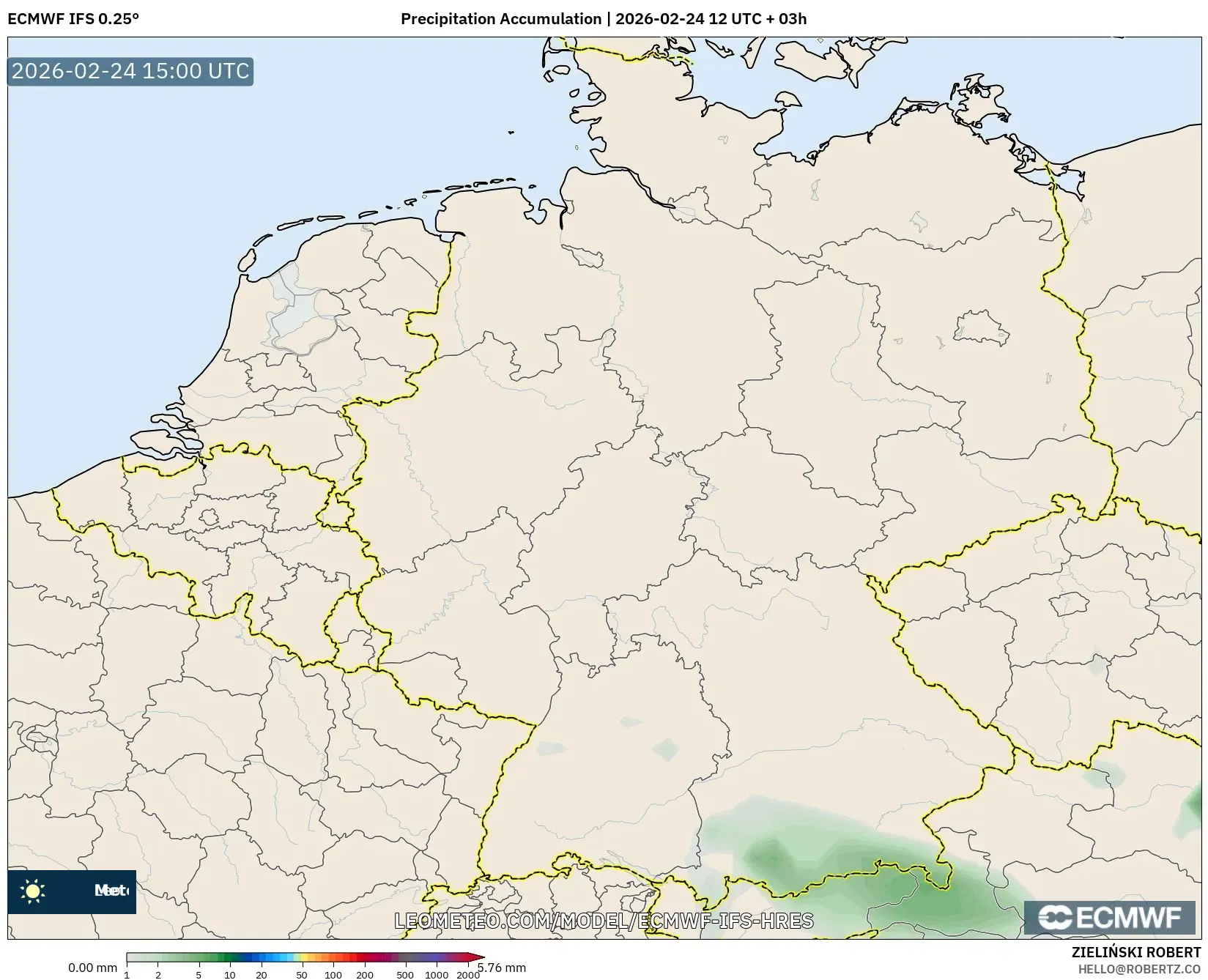 ECMWF IFS 0.25° model - Germany, Precipitation Accumulation