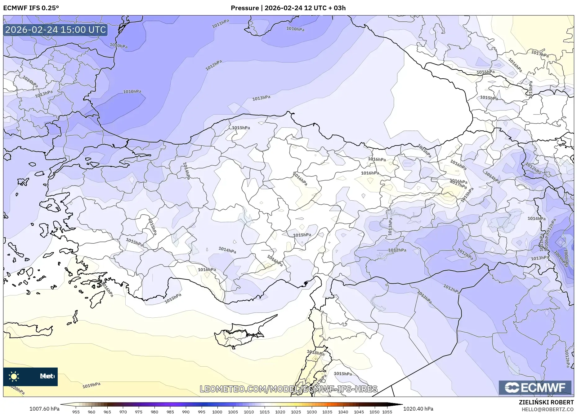 ECMWF IFS 0.25° model - Turkey, Pressure