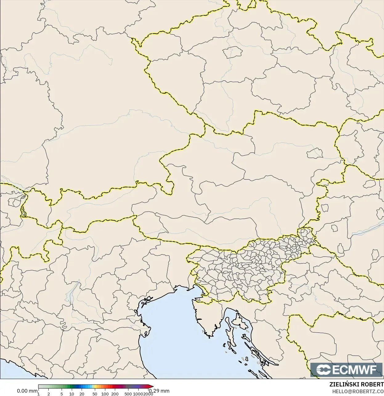 ECMWF IFS 0.25° model - Austria, Precipitation Accumulation