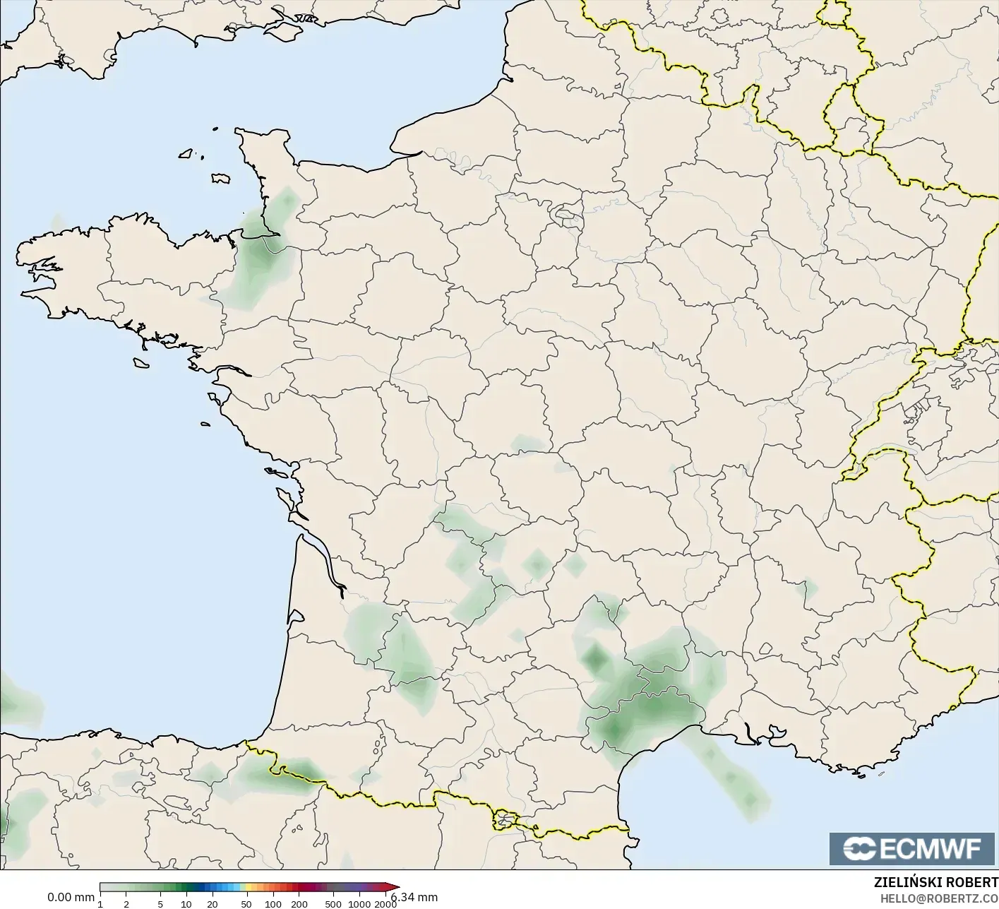 ECMWF IFS 0.25° model - France, Precipitation Accumulation