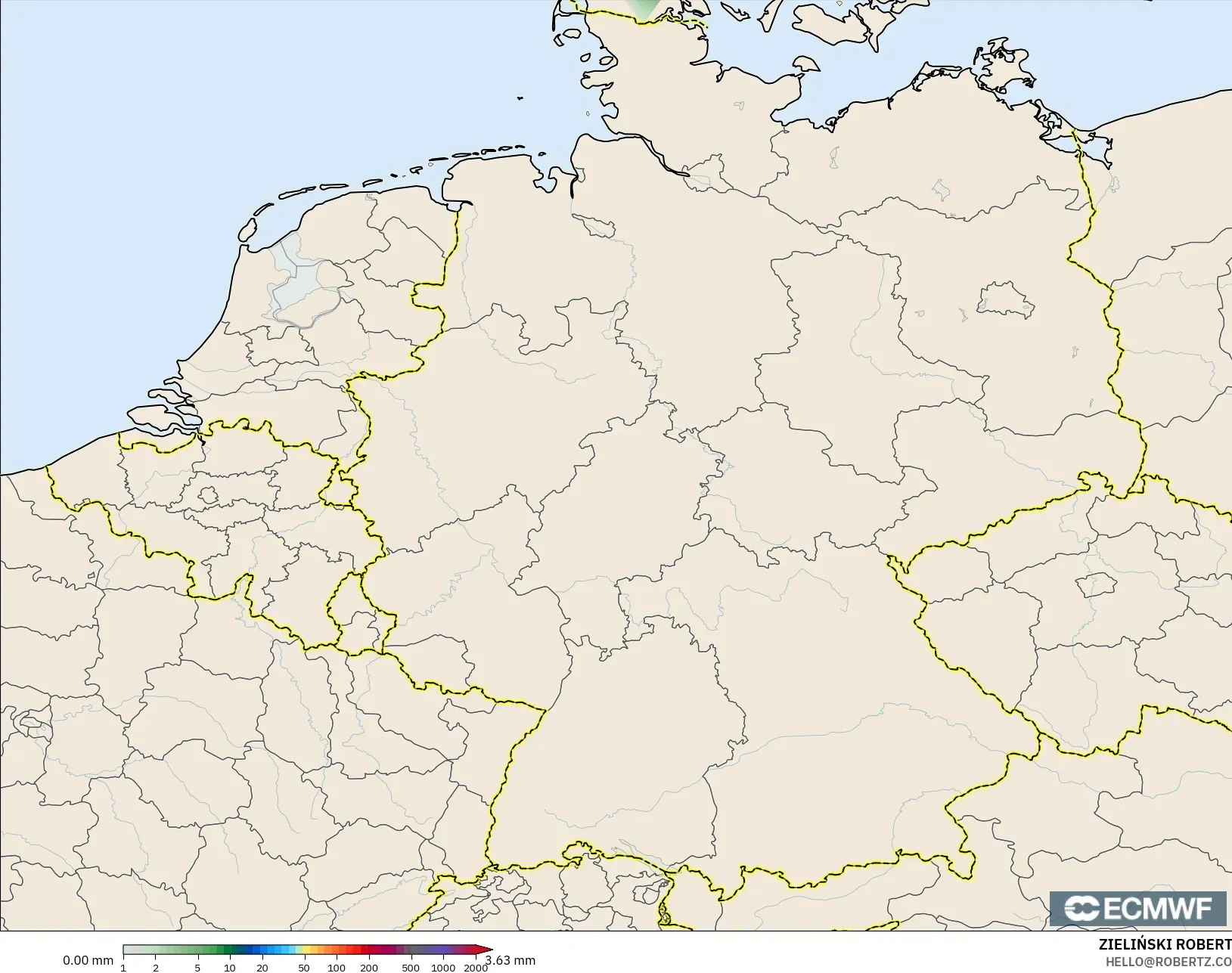 ECMWF IFS 0.25° model - Germany, Precipitation Accumulation