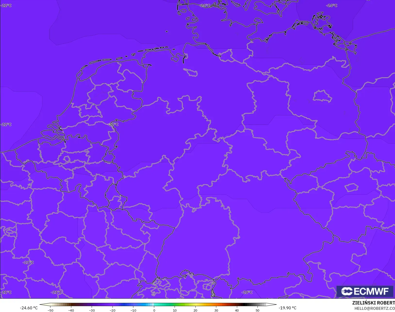 ECMWF IFS 0.25° model - Germany, Temperature at 500hPa