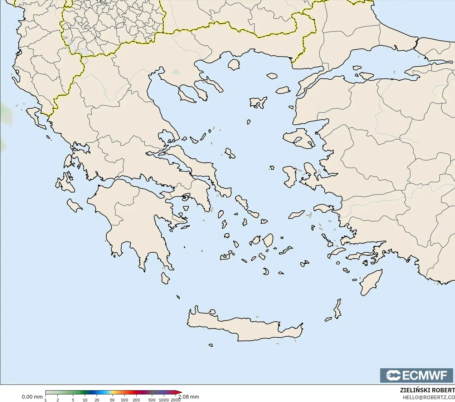 ECMWF IFS 0.25° model - Greece, Precipitation Accumulation